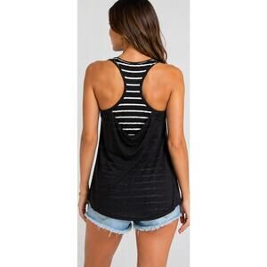 NWOT Fraiche by J Women's Medium Burnout Sleeveless Tank Top Striped Racerback